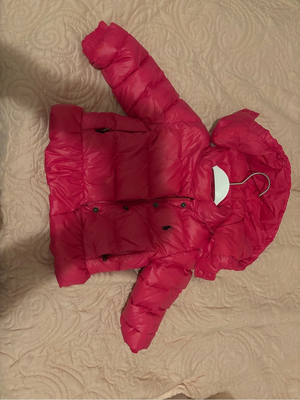 Ralph Lauren Hot Pink Quilted Puffer Jacket with Hood